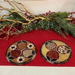 Resin Trivet Set 2 from the 1960s hot plate kitchen decor, retro made in Brazil